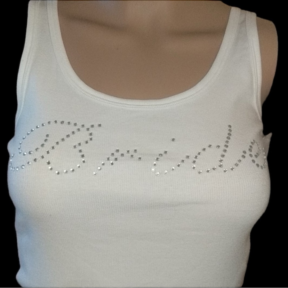 NWT Bride Gilligan and O'Malley Rhinestone Bride Tank Romantic Top